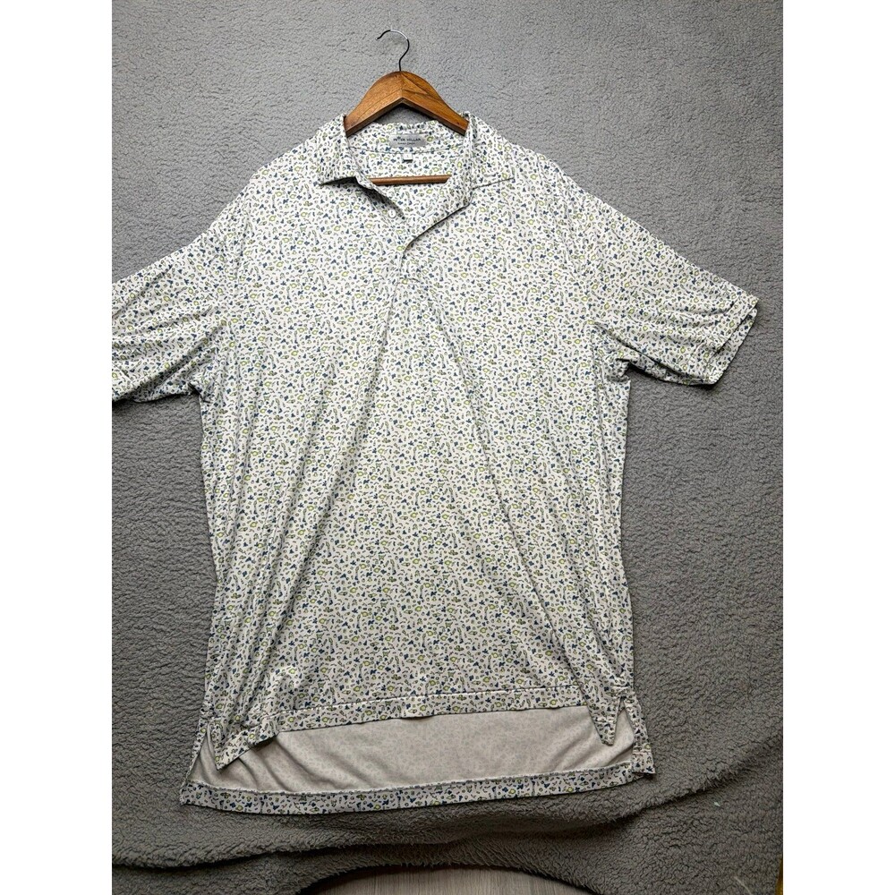 Peter Millar “Toys” blue and lime green design summer comfort polo sz large